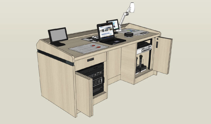 W1800:折りたたみ扉+マイク収納