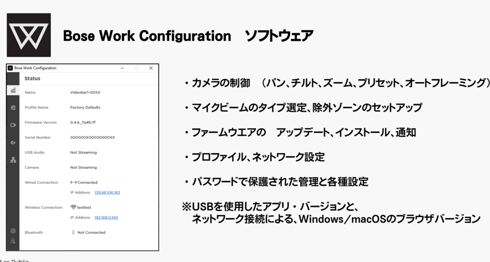 Bose Work Configurationソフトで簡単設定の画像